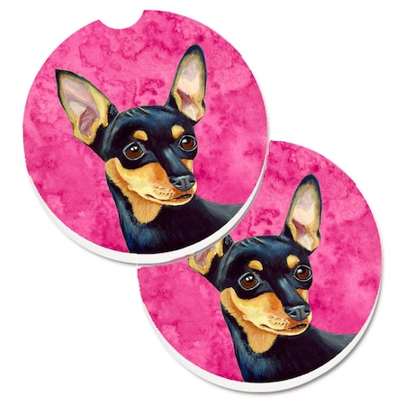 Carolines Treasures Pink Min Pin Set of 2 Cup Holder Car Coaster LH9380PKCARC